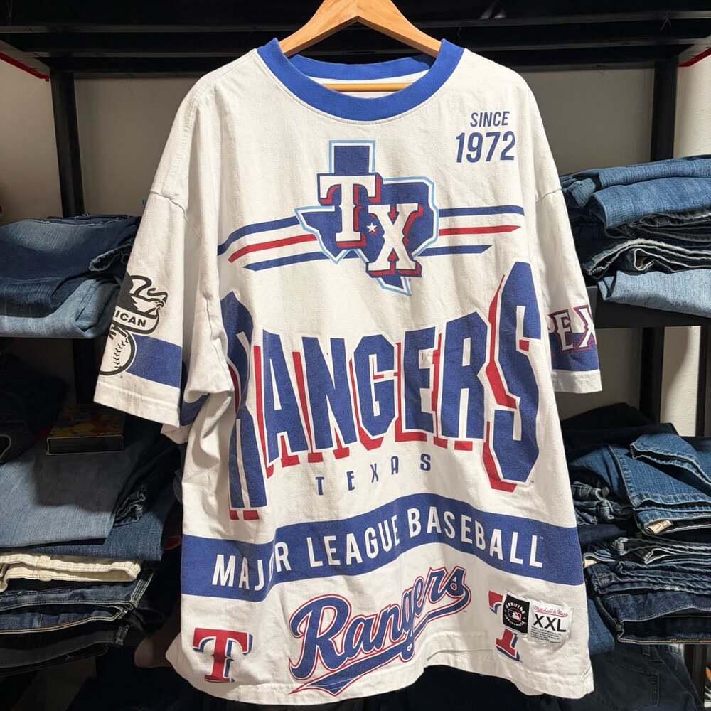 Mitchell & Ness Texas Rangers T-Shirt Size XXL White Retro